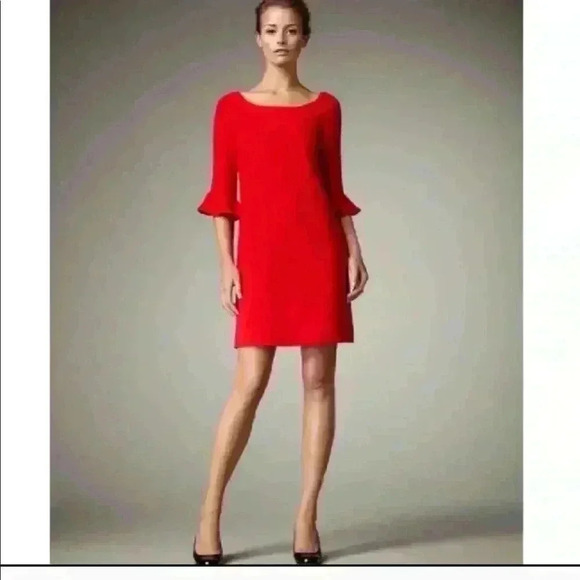 Kate Spade Luna red fluted sleeve wool shift dress - Picture 1 of 13